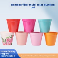 Pots à fleurs et bonsaïs en fibre de bambou écologiques, biodégradables, multicolores, résistants à la déformation, style simple, pour balcon et jardin