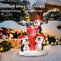 Décorations de Noël gonflables GOOSH 6,5 pieds, pingouins pour extérieur/intérieur, jardin, pelouse, 3 pingouins, boîte aux lettres de Père Noël, LED intégrées, fabrication