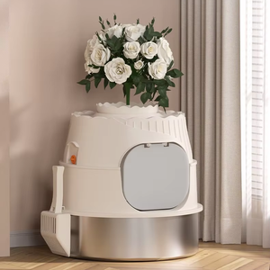 Litière pour chat <span class=keywords><strong>de</strong></span> luxe transfrontalière entièrement fermée, capacité 100L, extra large, <span class=keywords><strong>pot</strong></span> <span class=keywords><strong>de</strong></span> fleurs désodorisant, anti-odeur, anti-éclaboussures J5 - Product Image 1