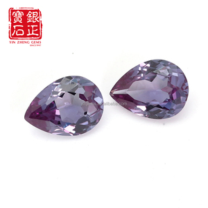 Piedra Suelta <span class=keywords><strong>de</strong></span> Alejandrita y Zafiro Cultivada en Laboratorio, Corte Pera, Pulida, con Cambio <span class=keywords><strong>de</strong></span> Color, 4*6-8*10mm, Certificada para Joyería - Product Image 3