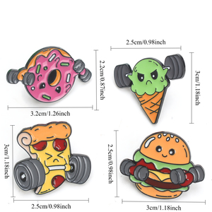 Broche fantaisie en forme d'aliments avec haltères, design de dessin animé amusant pour vêtements ou sacs, cadeau original parfait - Product Image 4