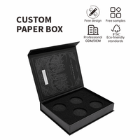 Boîte cadeau magnétique noire en matériau rigide de luxe imprimé sur mesure, matériaux recyclés, avec doublure en éponge, emballage en gros