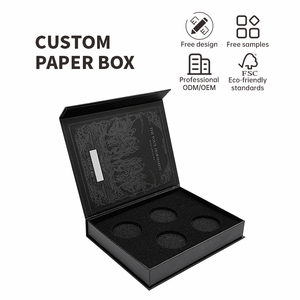 Contenitore regalo magnetico nero con coperchio magnetico con coperchio magnetico con inserto in schiuma, - Product Image 1