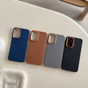 Custodia per telefono di protezione in pelle vegana di lusso di colore puro antiurto per <span class=keywords><strong>Samsung</strong></span> <span class=keywords><strong>Galaxy</strong></span> S25 Ultra S24 FE con lenti in oro elettrolitico - Product Image 1