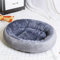 Lit pour animaux de compagnie en velours et fausse fourrure, noir, solide, pour l'hiver, lit ovale moelleux pour chien et chat, coussin à prix réduit