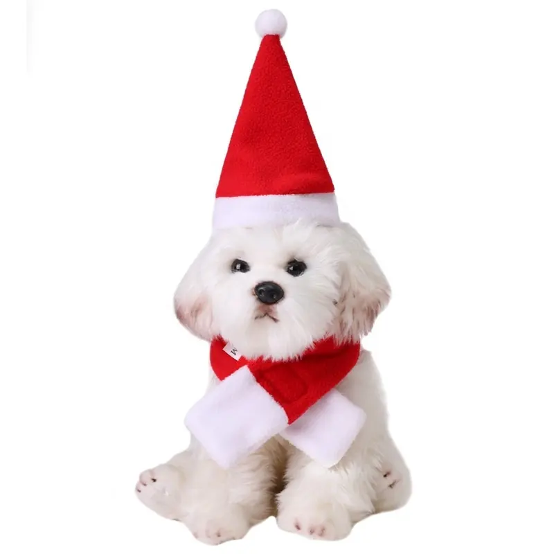 Accessoires pour animaux de compagnie Festival Noël Pet Scarf Hat pour chiens chats chiot Doggy