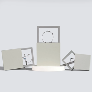 Eco-friendly Cardboard Outer Drawer Jewelry <b>Boxes</b> With PE Transparent Window Pull Out Ribbon And Best Wishes Hot Stamping - Product Image 1