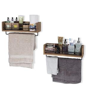 <span class=keywords><strong>Étagère</strong></span> murale en <span class=keywords><strong>bois</strong></span> rustique de haute qualité, pour le rangement des <span class=keywords><strong>épices</strong></span> de cuisine, avec barre à serviettes et crochets amovibles - Product Image 2