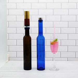 Botellas de Vidrio de 175 ml y 210 ml para Vino Tinto, Botellas Azules con Cuello Largo, Botellas de Vidrio con Pulverizador de Color Personalizado y Corcho para Vino Tinto - Product Image 3