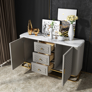 Customizable Modern <strong>Sideboard</strong> <strong>Cabinet</strong> Leather and Marble <strong>Display</strong> <strong>Cabinets</strong> Dining Room Furniture - Product Image 4