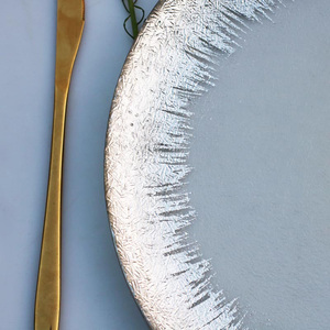 Design moderno di alta qualità argento oro trasparente <span class=keywords><strong>vetro</strong></span> piastre di 33cm di <span class=keywords><strong>dimensioni</strong></span> per matrimoni e feste ordine minimo 100 pezzi - Product Image 5