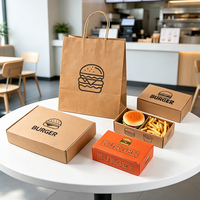 Boîte en carton ondulé de qualité alimentaire, écologique, avec logo personnalisé, pour la vente à emporter de hamburgers et frites