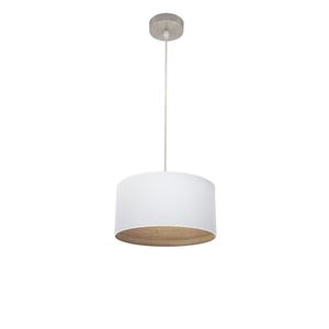 Colgante 1 x E27 niquelado/blanco con diseño de madera clara - dimensiones regulables 30x30 cm, ideal para iluminación decorativa en - Product Image 1