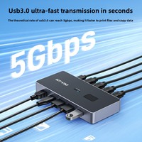 Caja Conmutadora de Impresora USB de 4 Puertos, 4x4 USB 3.0 5Gbps, Selector Manual para Impresoras y Escáneres, Suministro de Fábrica