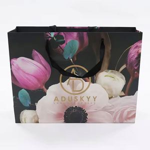 Euro Luxury Boutique Customized Printed Logo Paper Bags White Cardboard with Ribbon Handle for Clothing and <b>Fur</b> Gift Packaging - Product Image 3