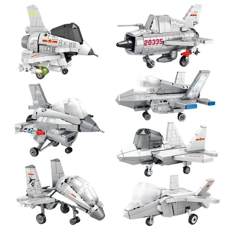 Militaire Serie Ww2 Mini Q Versie Gewapende Vliegtuig Bouwstenen F22 F35 Gevechtsvliegtuig Bakstenen Kinderen Kinderen Speelgoed