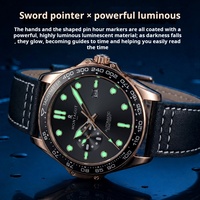 Montre Dignified en or rose, bracelet en cuir, 42 mm, montre mécanique multifonctionnelle pour homme, montre de luxe, étanche 3 BAR, Uhr