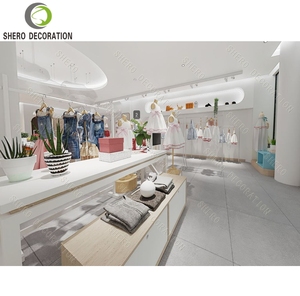 Modern Kids Clothing Shop Design Custom Luxury Wooden Garment Display Stand Clothing Store Display Rack For Baby Shop Design - Product Image 1