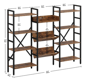 Vekin-estantes <span class=keywords><strong>de</strong></span> estilo Industrial rústico, estantería <span class=keywords><strong>de</strong></span> 4 niveles, grande, abierta, Rectangular, independiente, MDF, con marco <span class=keywords><strong>de</strong></span> Metal - Product Image 6