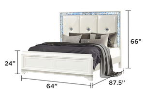 Luxury 5-Piece Queen Bedroom Set with Wood Construction Adjustable Height Dresser Storage Contemporary Design White Finish - Product Image 3