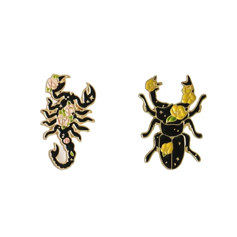 Hot Day Date En Gros Dessin Animé Alliage Animal Insecte Série Broche Scorpion Beetle Style Pin Badge Émail Épinglettes
