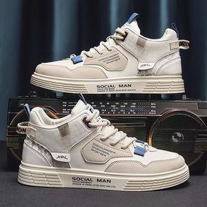 Chaussures de course montantes pour hommes en maille respirante, à lacets, blanches, à semelle épaisse, style sport décontracté, collection automne - Product Image 4