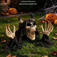 Accessoires d'Halloween : Ensemble de trois squelettes démoniaques à insérer au sol pour décoration de maison hantée, pièce secrète ou cour extérieure