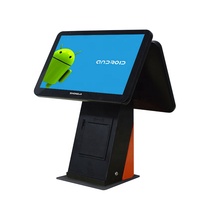 ZHONGJI Caisse enregistreuse tout-en-un à écran tactile de 15,6 pouces, système POS à double écran basé sur Android, Bluetooth 5.2, Wi-Fi 6 pour restaurant