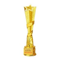 Trophée personnalisé en cristal, métal et résine, design créatif étoile à cinq branches, récompense pour événement sportif/tournoi de basketball, gravure Chine