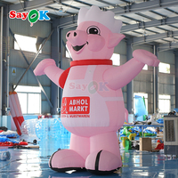 Sayok personnalisé 5m géant gonflable cochon dessin animé barbecue cochon publicité rose gonflable Chef cochon pour la Promotion