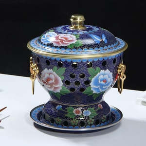 Scaldavivande singolo in rame puro cinese con smalto cloisonné per hot pot e picnic, all'ingrosso - Product Image 3