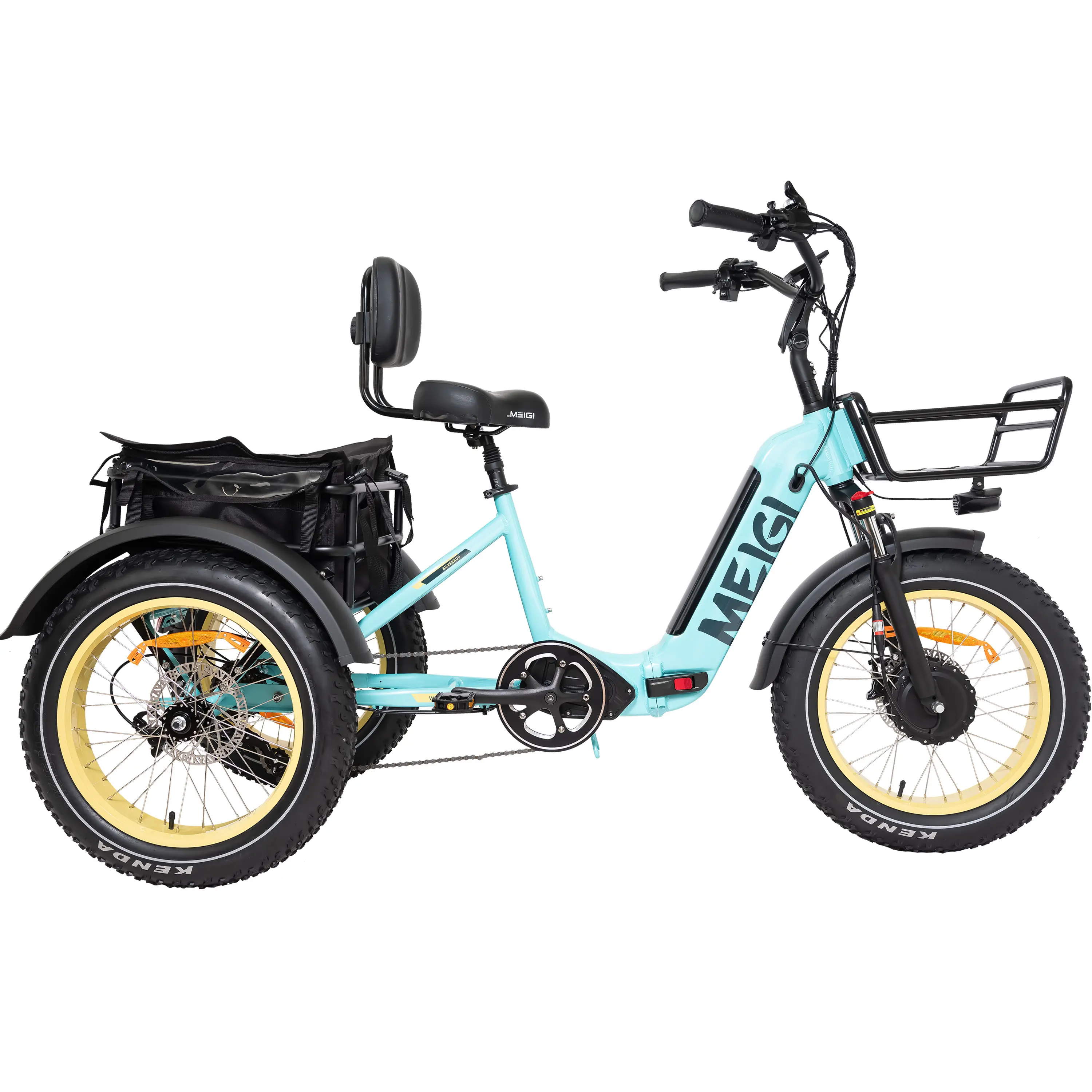 20inch electric cargo bike 750w bafang motor cargo tricycles fat tire folding electric tricycle with front suspensions fork