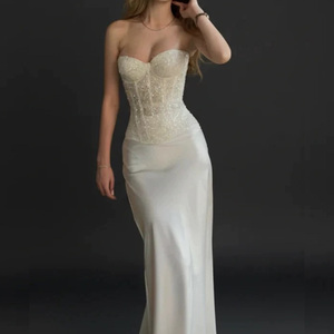T-1554 Bustier sans bretelles à sequins scintillants, avec panneaux en maille transparente, <span class=keywords><strong>dos</strong></span> à lacets réglables, effet pailleté, moulant, sexy <span class=keywords><strong>pour</strong></span> soirée - Product Image 3