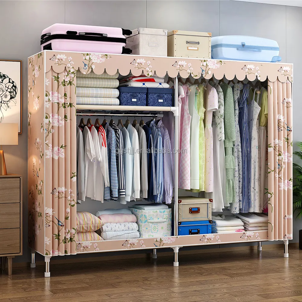 Factory cheap fabric foldable huge space wardrobe with cover