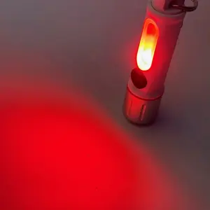赤色安全ライト付きUSBC充電式ミニEDC懐中電灯