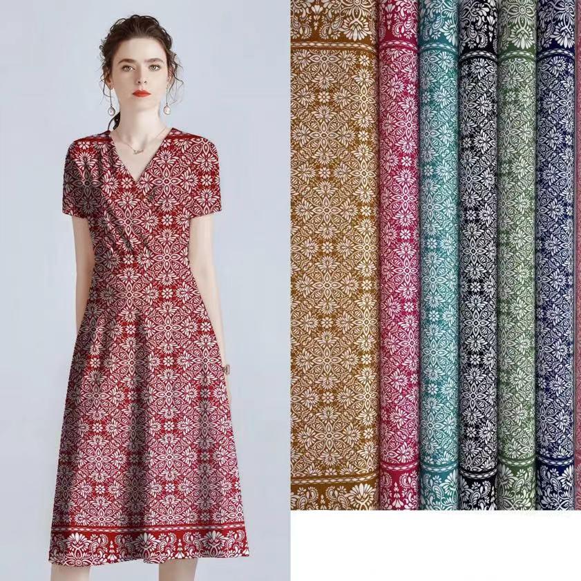 Cheap Price 100% Viscose Fabric Fashion Rayon Printed Fabric Arabic Dress  Women China Stock Lot