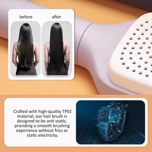 Cepillo Desenredante para Extensiones de Cabello con Marca Privada Personalizada, Cepillo para Masaje del Cuero Cabelludo, Cepillo Desenredante con Mango Giratorio y Autolimpieza - Product Image 6