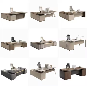 Bureau et chaise de direction modernes haut de gamme en bois avec grille décorative sur le bureau, idéaux pour les bureaux de direction d'entreprise - Product Image 4
