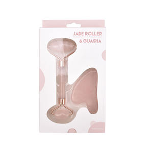 カスタムブランドナチュラルスキンマッサージツールローズクォーツフェイシャルジェイドフェイスローラーとグアシャ卸売ボックス付き - Product Image 5