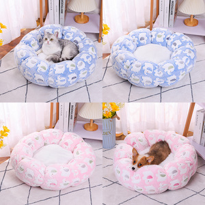 Soft Comfortable Breathable Floral Pattern Pet <b>Beds</b> for Cats and Dogs Round Sleeping <b>Nest</b> Design Hand Wash - Product Image 4