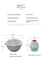 Bol à Matcha en Céramique Rétro Fait Main avec Motif Lotus, Rose et Bleu, Style Dynastie Song, Support à Thé Résistant à la Chaleur