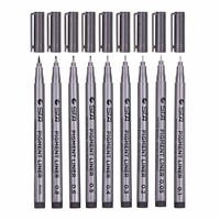 Marqueurs de dessin STA 9 tailles noires Micron Pen Hook Liner, résistants à l'eau, pour le dessin, les mangas, les bandes dessinées, l'écriture manuscrite, fournitures artistiques