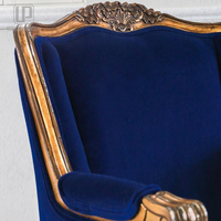 Suole — fauteuil classique à feuilles dorées sculptées à la main, 100%, mobilier de canapé, bleu Royal, en tissu de velours, pour salon