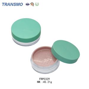 Boîte de poudre pour bébé vide en gros, boîte de poudre à marque privée, boîte ronde en plastique transparent pour fard à joues - Product Image 1