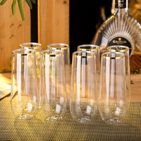 Verres à vin et à champagne en plastique PET transparent épais, flûte à champagne élégante sans pied