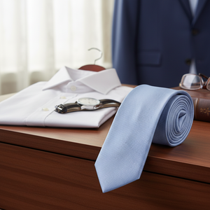 Corbata italiana de tejido jacquard con estampado de ojo de pájaro azul bebé - Product Image 3