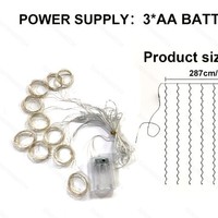 Guirlandes lumineuses LED en fil de cuivre, télécommande, 3x3, indice de protection IP54, 3m, alimentées par piles, décorations de Noël en alliage d'aluminium