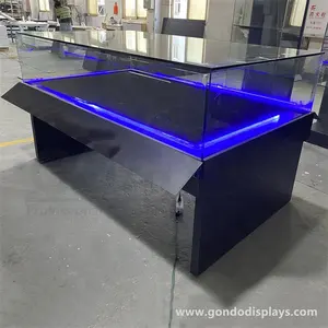 Trade Show Modular Advertise Wood Museum Equipment Exhibition Display Stand Base Glass Merchandiser With Oval Base For Modeling