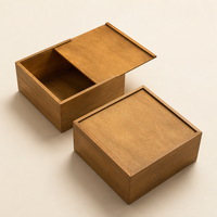 Boîte à couvercle coulissant en bois de pin massif personnalisée, boîte d'emballage pour thé en bois naturel, logo gravé au laser OEM, boîte de rangement pour cadeaux