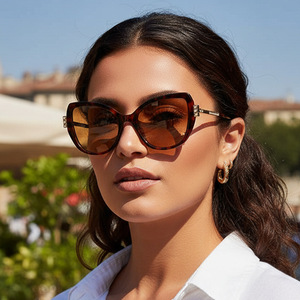 Nouvelles Lunettes de Soleil de Luxe pour Femmes 2026, Monture Large Diamantée, Style Œil de Chat Tendance et Élégant, Branches Métalliques de Haute Qualité avec Cristaux - Product Image 3